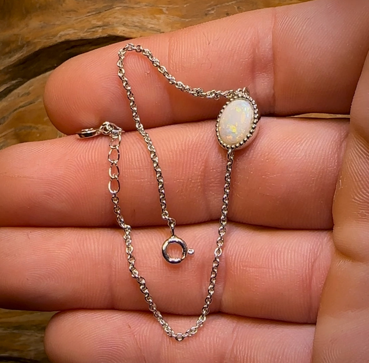 ALL NEW Sterling Silver - Solid South Australian White OPAL BRACELET