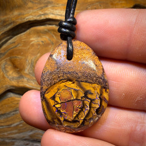 36 x 25mm - Drilled Tribal Queensland Boulder Opal Necklace