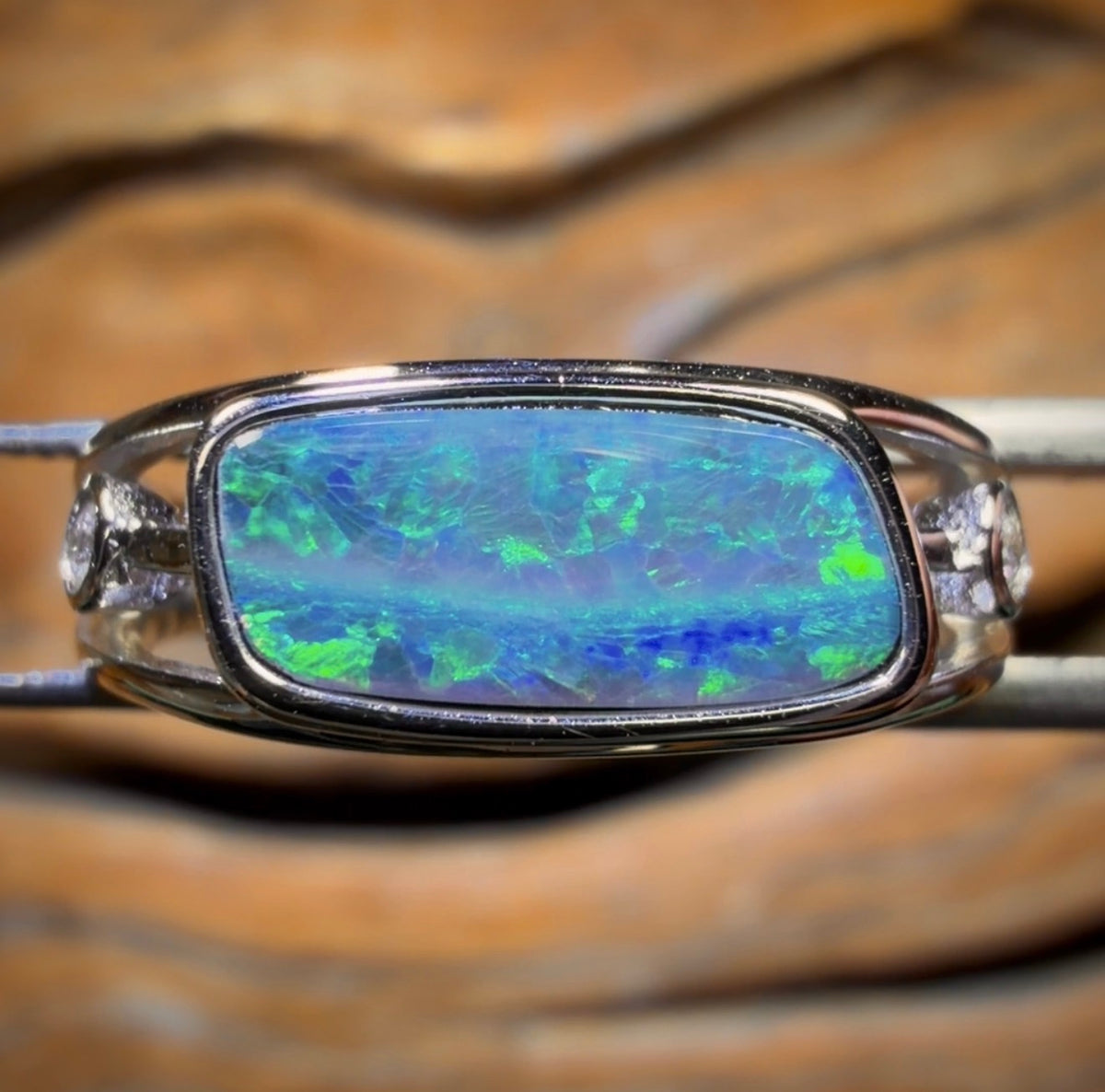 Sterling Silver - Queensland Boulder Opal “Landscape” Doublet Ring Unisex