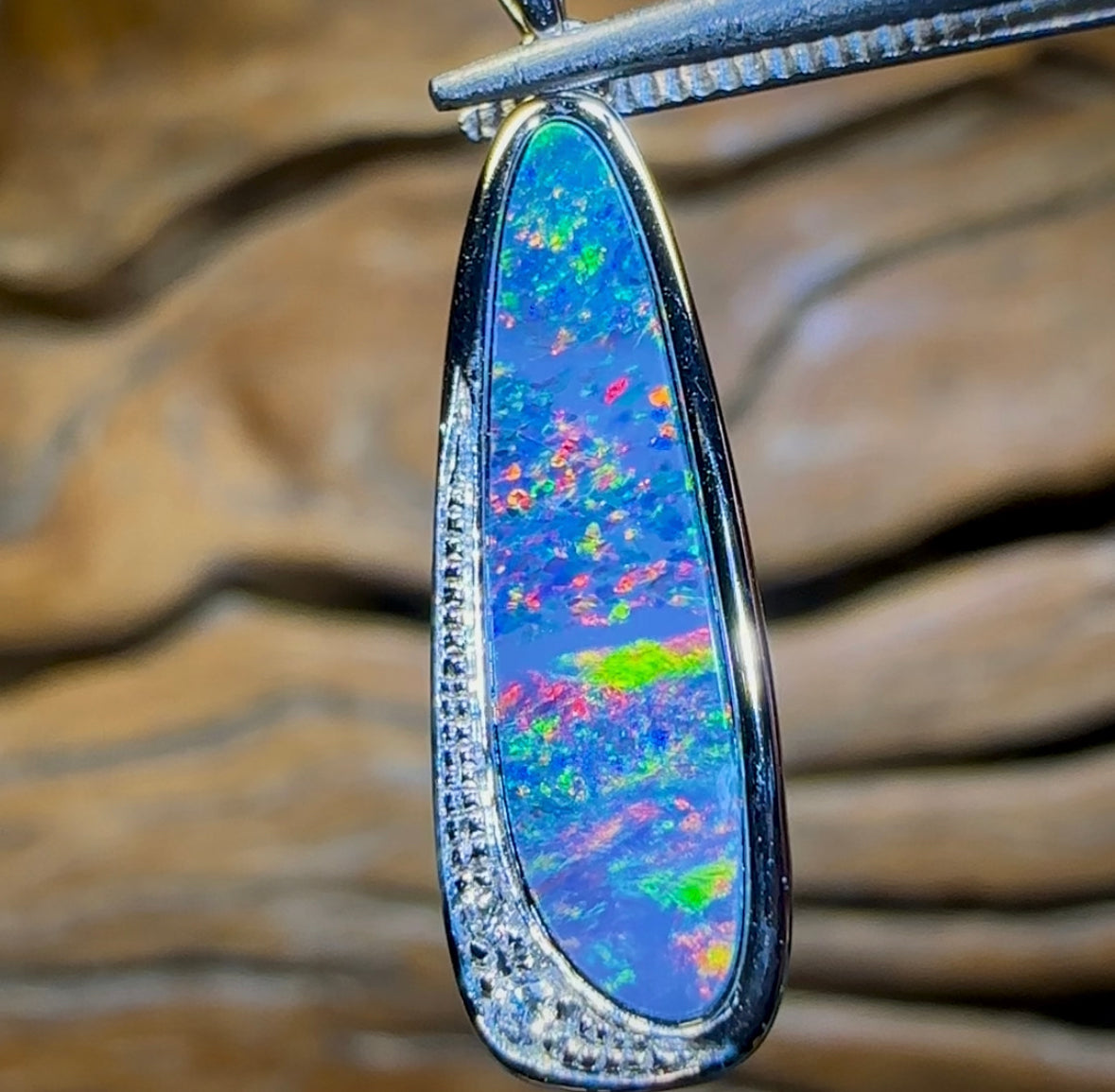 Sterling Silver - Queensland Boulder Opal Doublet Pendant - Opal Whisperers