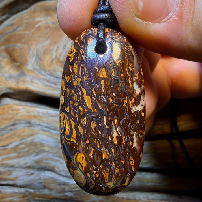 🔨 AUCTION 🔨 37 x 20mm - Drilled Tribal Queensland Boulder Opal Necklace
