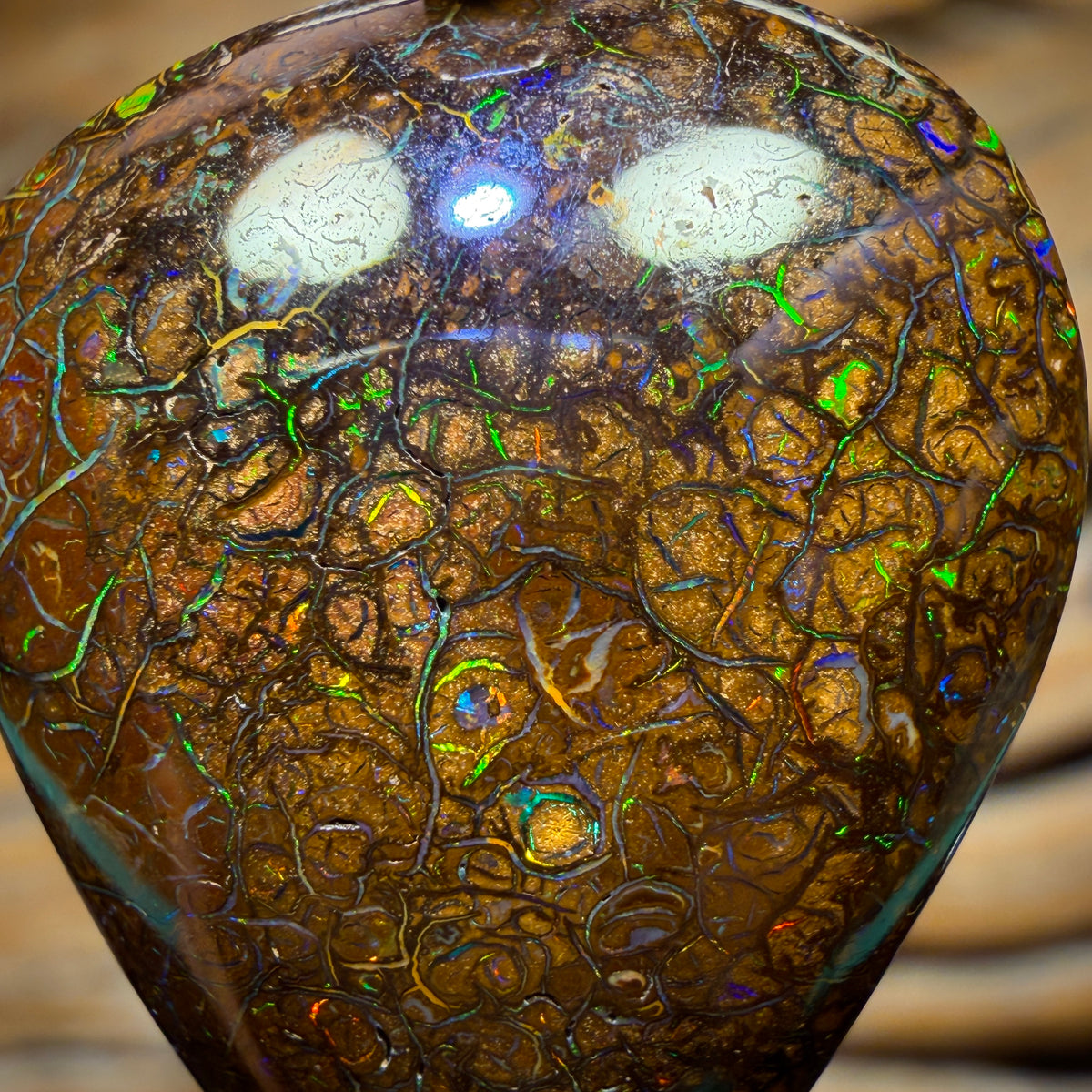 Solid Tribal Queensland Boulder Opal Pendant
