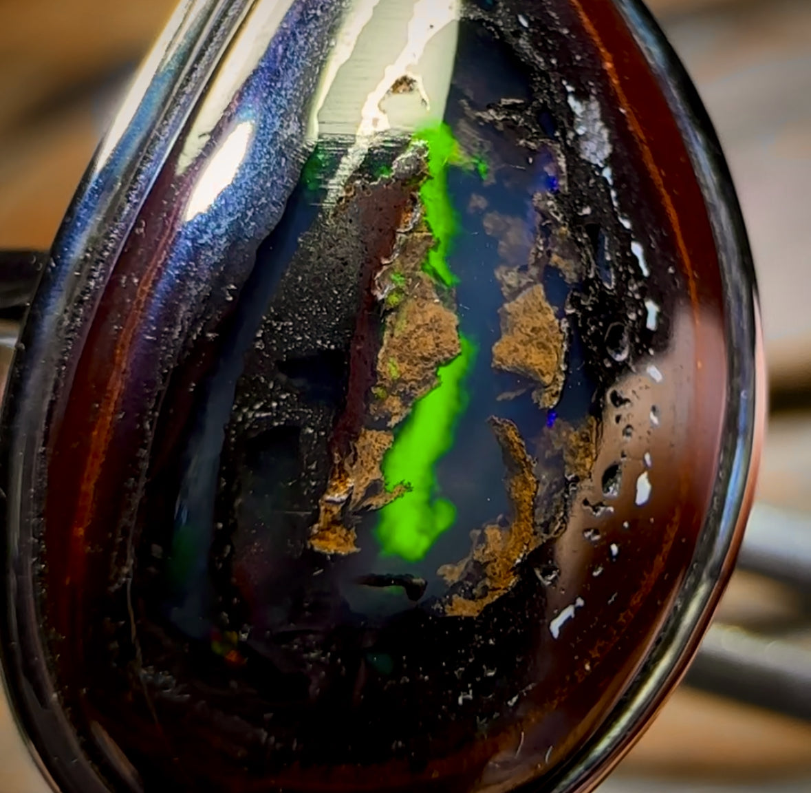 KERNEL MUMMY Sterling Silver - Super Rare Solid Yowah Nut Kernel Opal Ring WOW