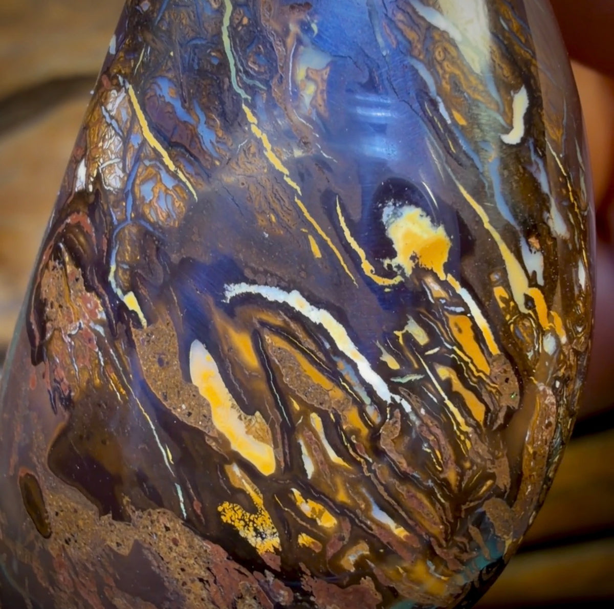 46 x 26mm - Drilled Boulder Opal Pendant w/ Eco Friendly Vegan Cord