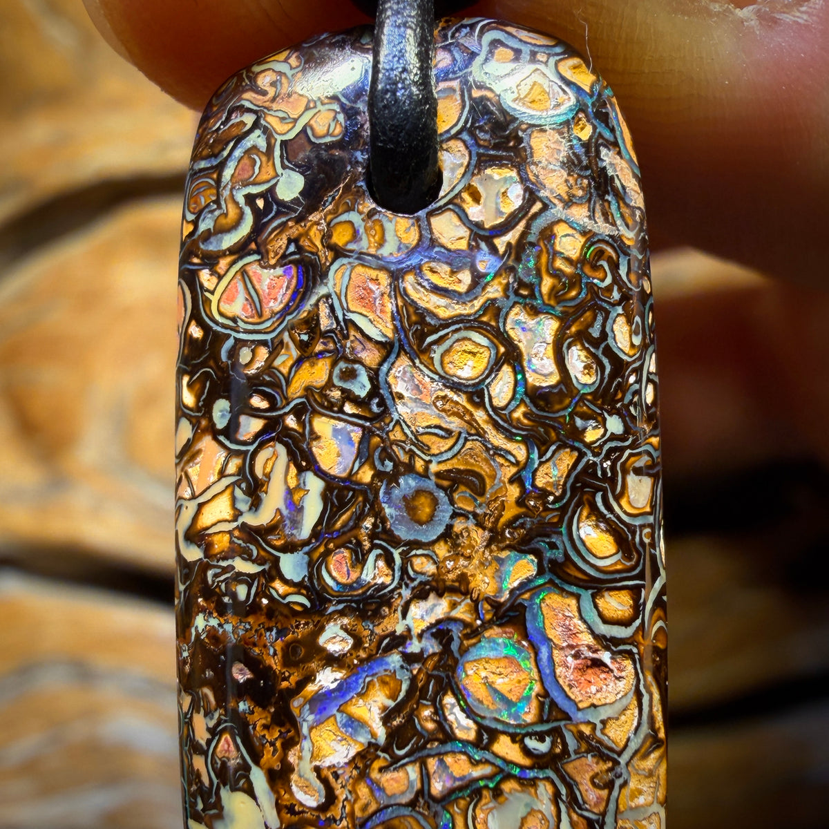 Dad! 35 x 16mm - Drilled Top Tribal Queensland Boulder Opal Necklace