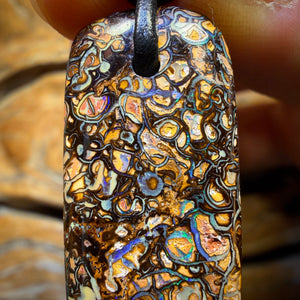 Dad! 35 x 16mm - Drilled Top Tribal Queensland Boulder Opal Necklace