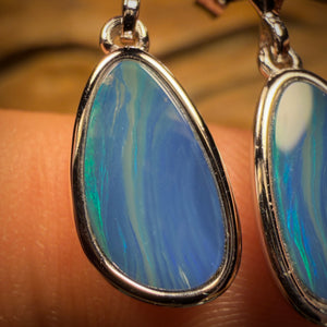 Early Wild Card! Sterling Silver - Australian Boulder Opal Doublet Drop Stud Earrings