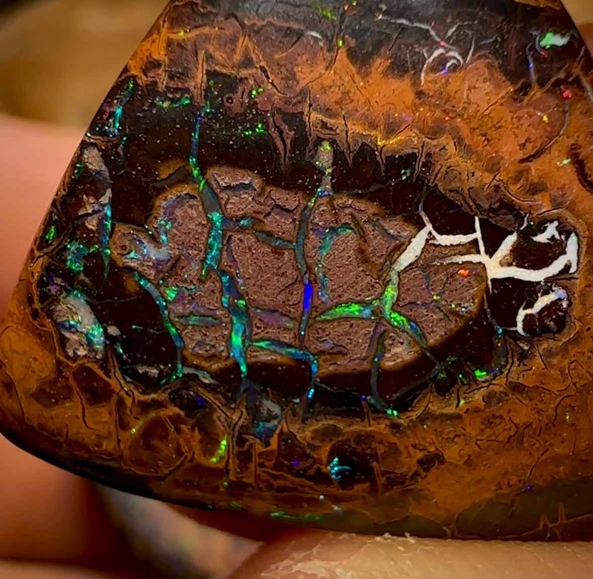 58.1cts - Rare Yowah Nut Opal Parcel. Tribal Pattern Matching Trio In Unique Orange Iron Stone