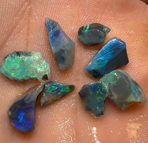 9.6cts - 8x TOP Lightning Ridge Black Opal Chips - Opal Whisperers