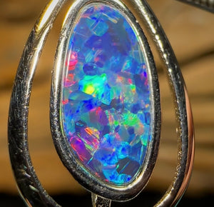 Large Silver - Vibrant Queensland Boulder Opal Pendant - Opal Whisperers