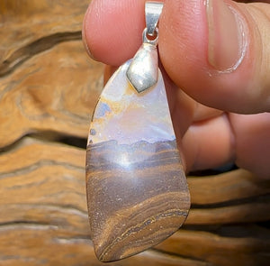 Sterling Silver - Australian Boulder Opal Drilled Pendant - Opal Whisperers