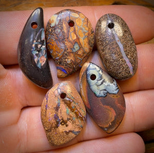 85.9cts - 5x Drilled Queensland Boulder Opals. Wholesale Parcel