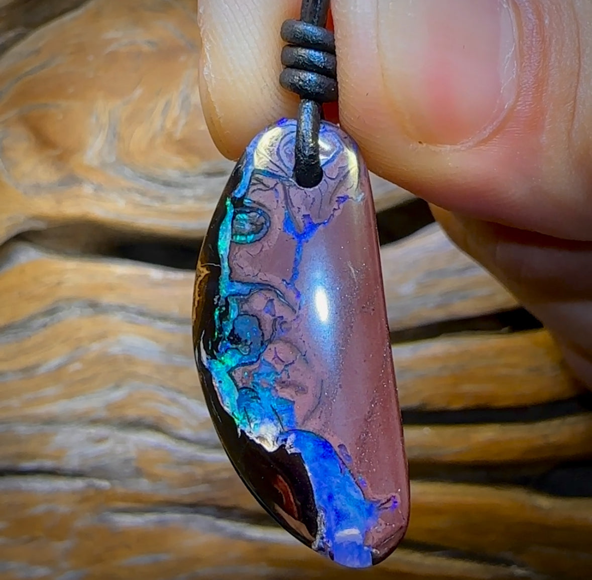 34 x 15mm - Drilled Tribal Queensland Boulder Opal Necklace