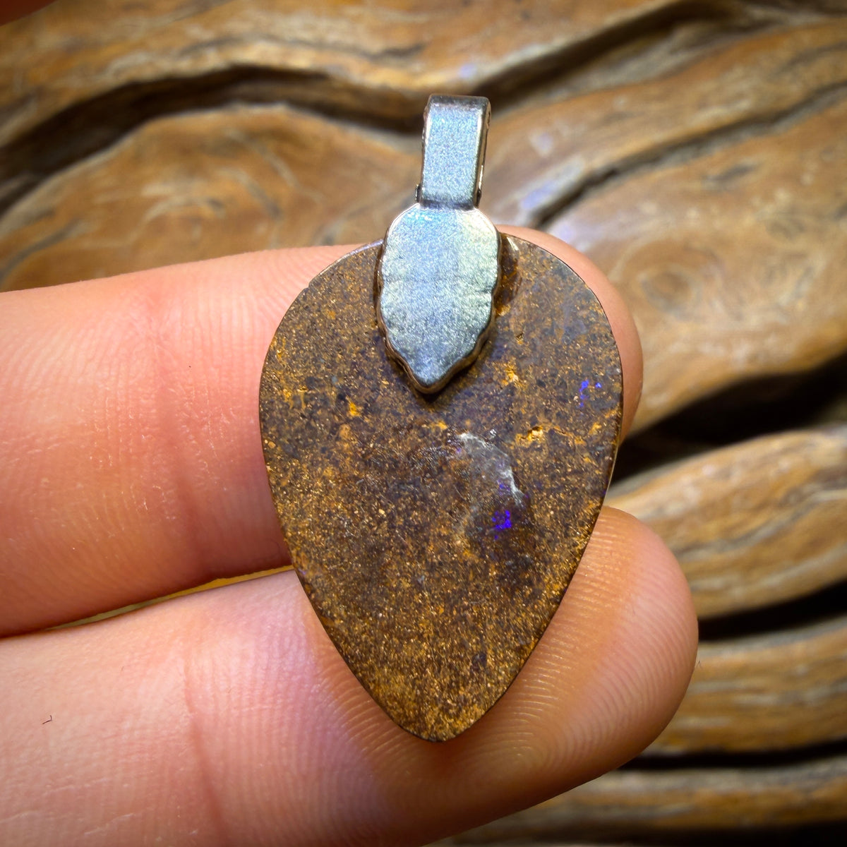 50% Off Card! Solid Queensland Boulder Opal Pendant