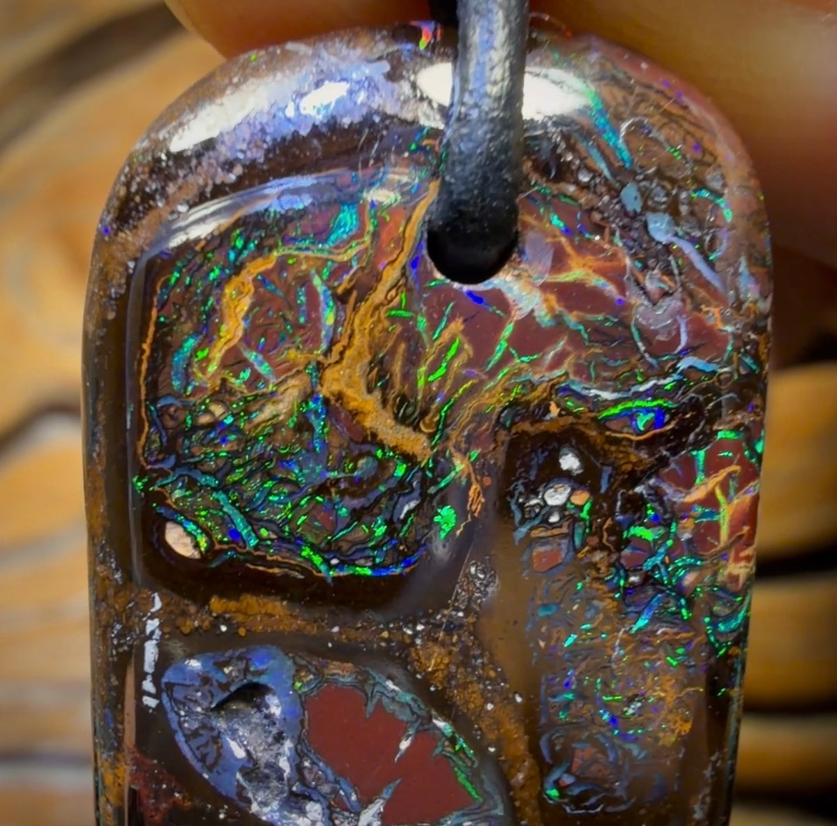 34 x 20mm - Top Drilled Tribal Queensland Boulder Opal Necklace