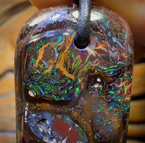 34 x 20mm - Top Drilled Tribal Queensland Boulder Opal Necklace