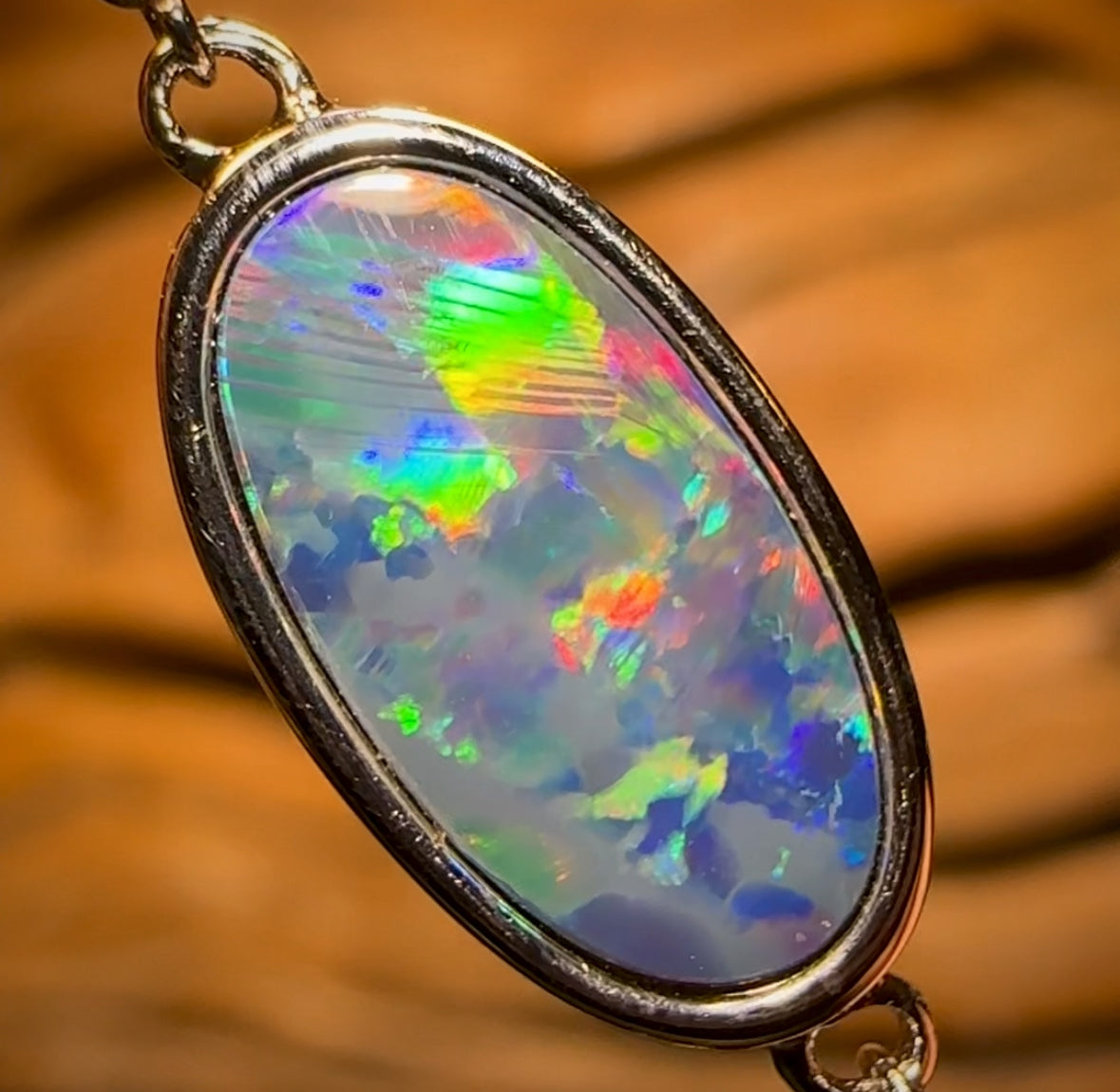 Sterling Silver - Australian Boulder Doublet Opal Bracelet