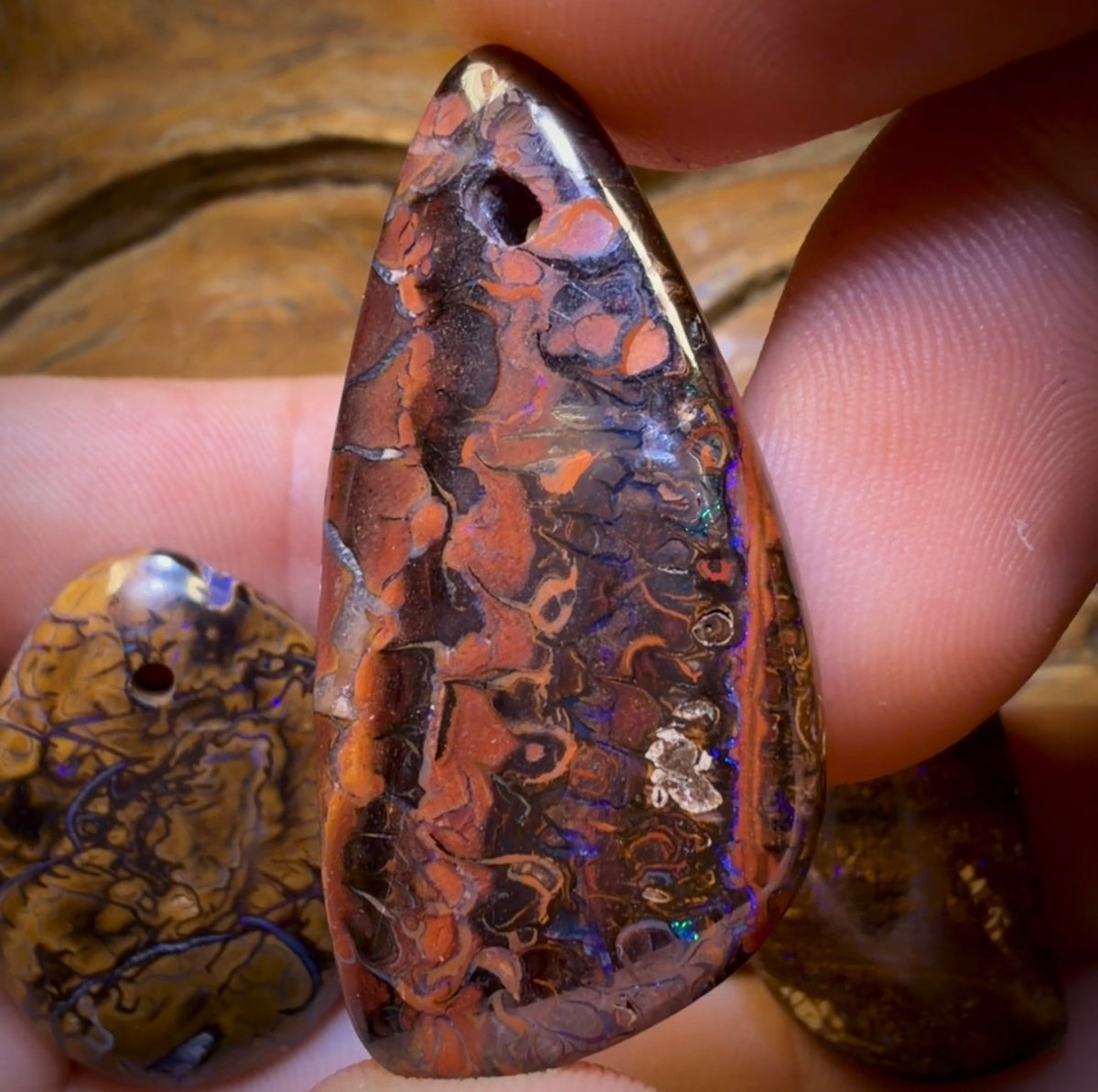 116.1cts - 3x Drilled Queensland Boulder Opals. Wholesale Parcel