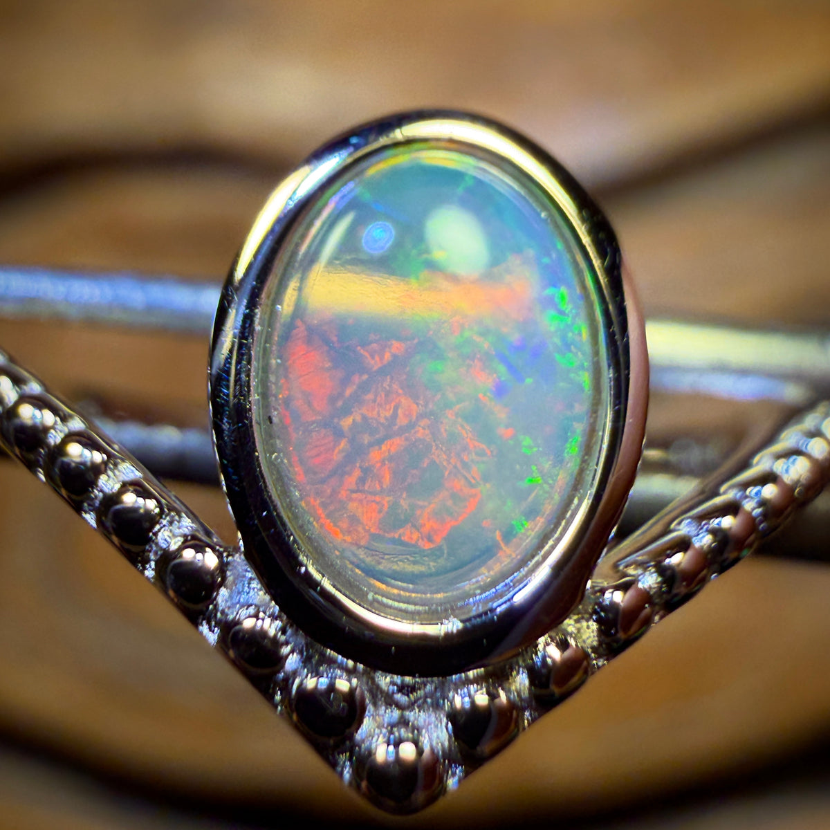 Sterling Silver - South Australian Crystal Opal Ring