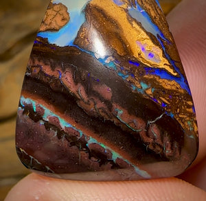 47.2cts - Double Sided Australian Boulder Opal. “Lightning over outback”Landscape Pattern