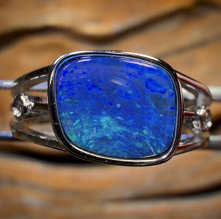 Bague doublet en argent sterling et opale du Queensland Boulder, unisexe
