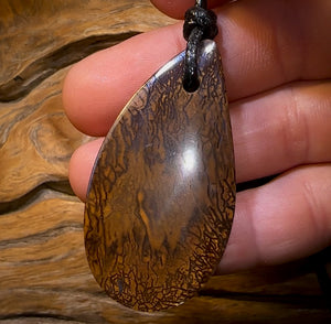 53 x 28mm - Large Drilled Boulder Opal Pendant w/ Eco Friendly Vegan Cord