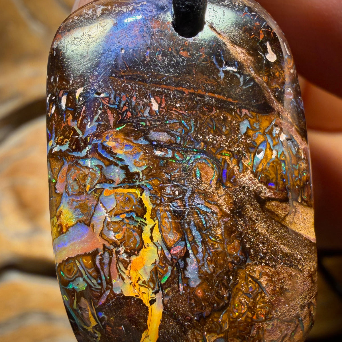 Wildcard! 32 x 21mm - Drilled Tribal Queensland Boulder Opal Necklace