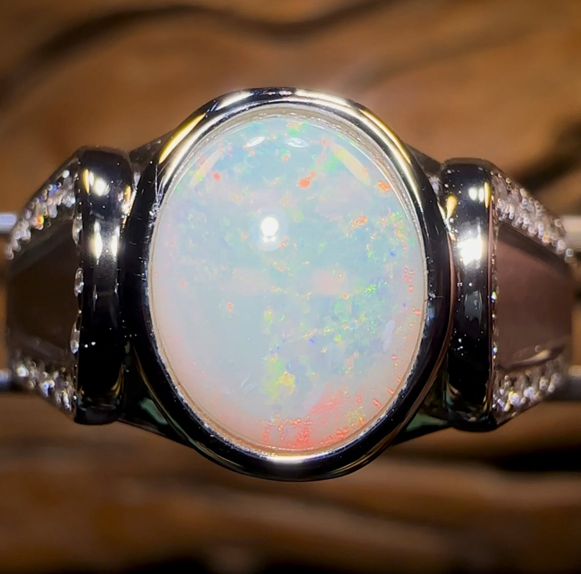 Sterling Silver - South Australian White Opal Ring - Opal Whisperers
