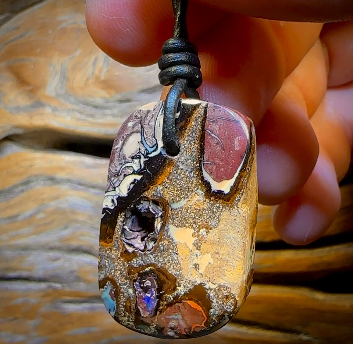 32 x 21mm - Drilled Yowah Nut Kernel Opal Necklace