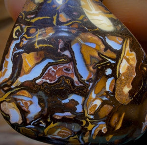 30 x 25mm - Drilled Boulder Opal Pendant w/ Eco Friendly Vegan Cord