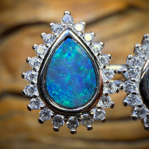 Sterling Silver - Australian Boulder Opal Doublet Stud Earrings
