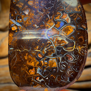 98.2cts - Queensland Boulder Opal Tribal Pattern Picture Stone