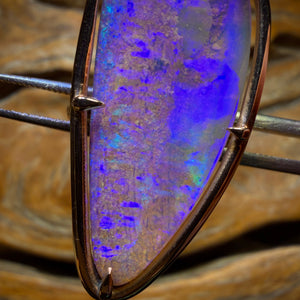 14k Rose Gold - Solid Top Queensland Boulder Pipe Opal Ring