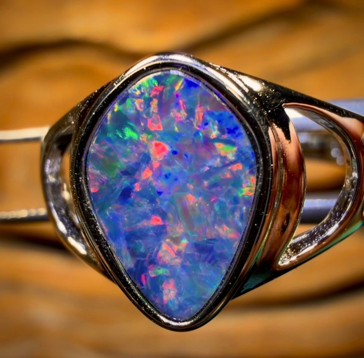 Sterling Silver - Queensland Boulder Opal Doublet Ring UNISEX