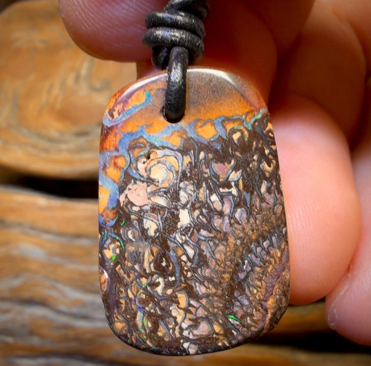 28 x 19mm - Drilled Tribal Queensland Boulder Opal Necklace