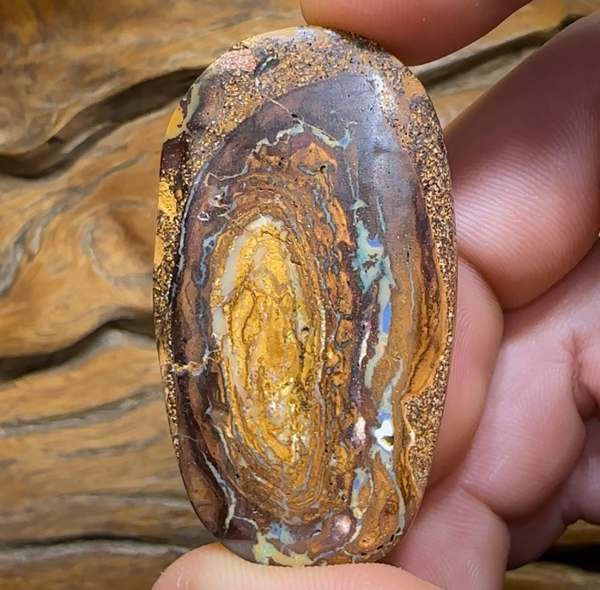 102.9cts - Australian Boulder Opal from Yowah Tribal Partial Kernel - Opal Whisperers