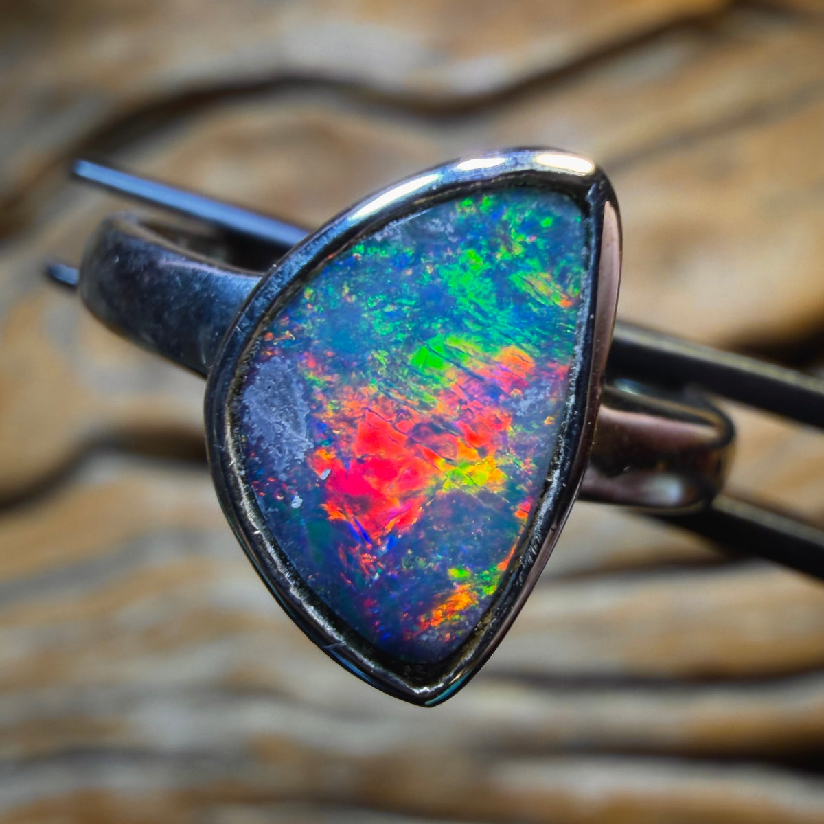 🔨 AUCTION 🔨 (R51) Sterling Silver - Queensland Boulder Opal Doublet Ring