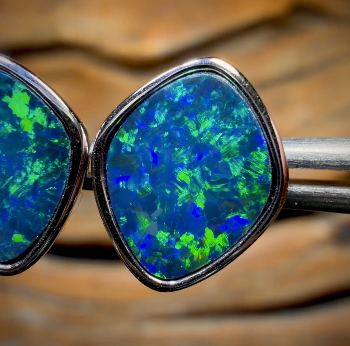 14k White Gold - Classic Queensland Boulder Doublet Earrings Great Size