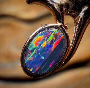 Sterling Silver - Top Stone Australian Boulder Opal Doublet ROO Pendant