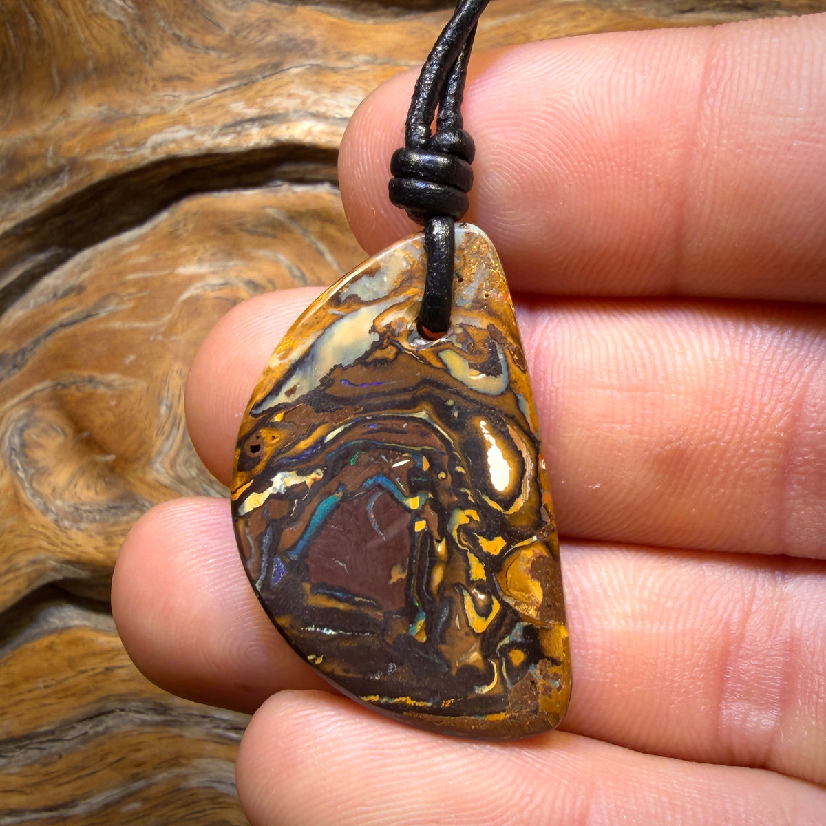 35 x 22mm - Drilled Tribal Queensland Boulder Opal Necklace