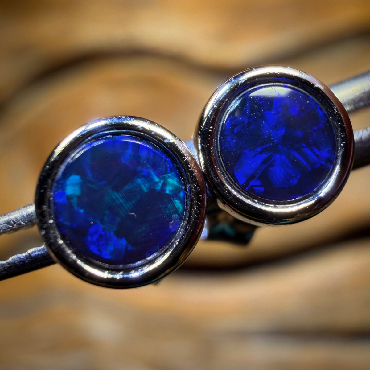 Half Price Card! Sterling Silver - Australian Boulder Opal Doublet Stud Earrings