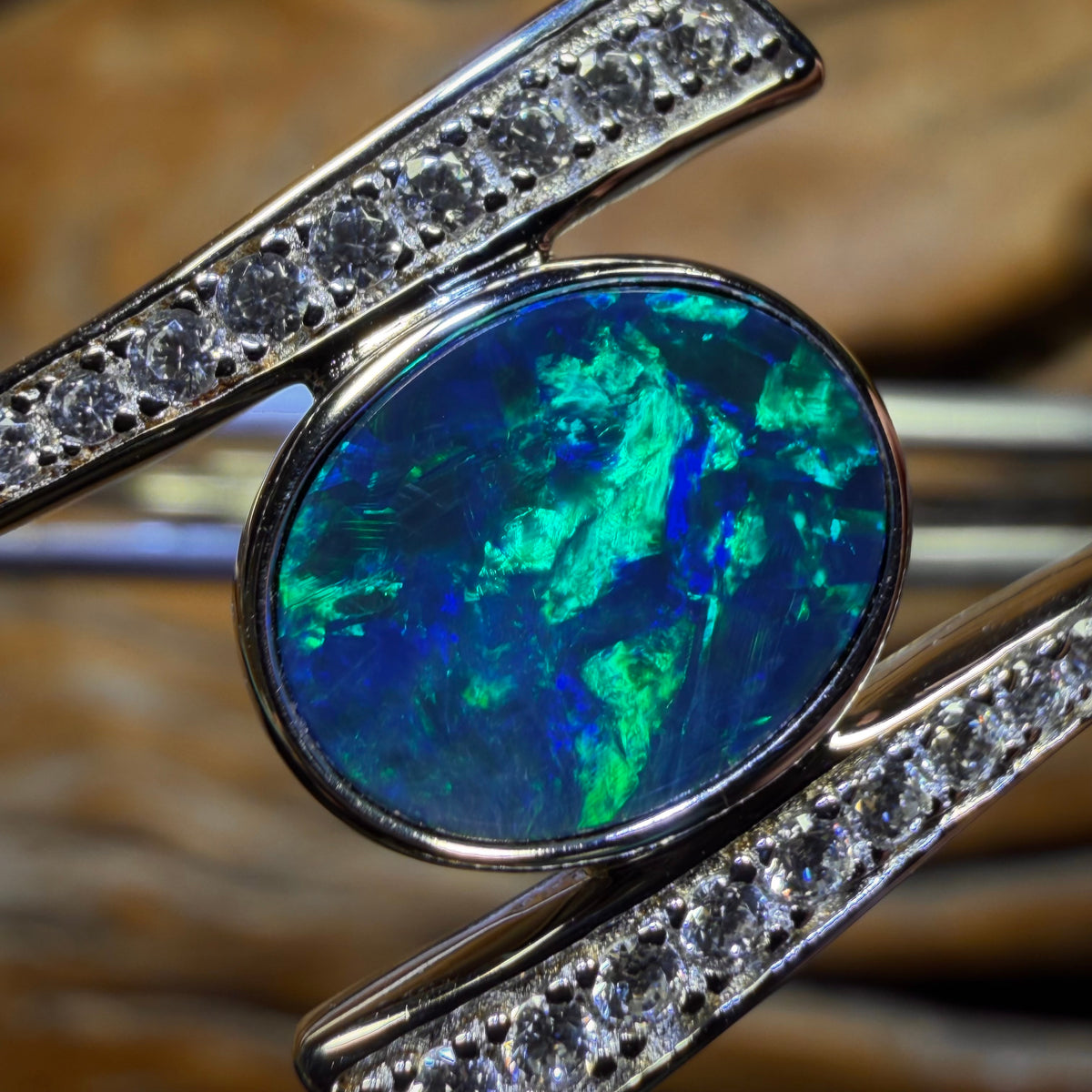 Sterling Silver - Australian Boulder Doublet Opal Bracelet