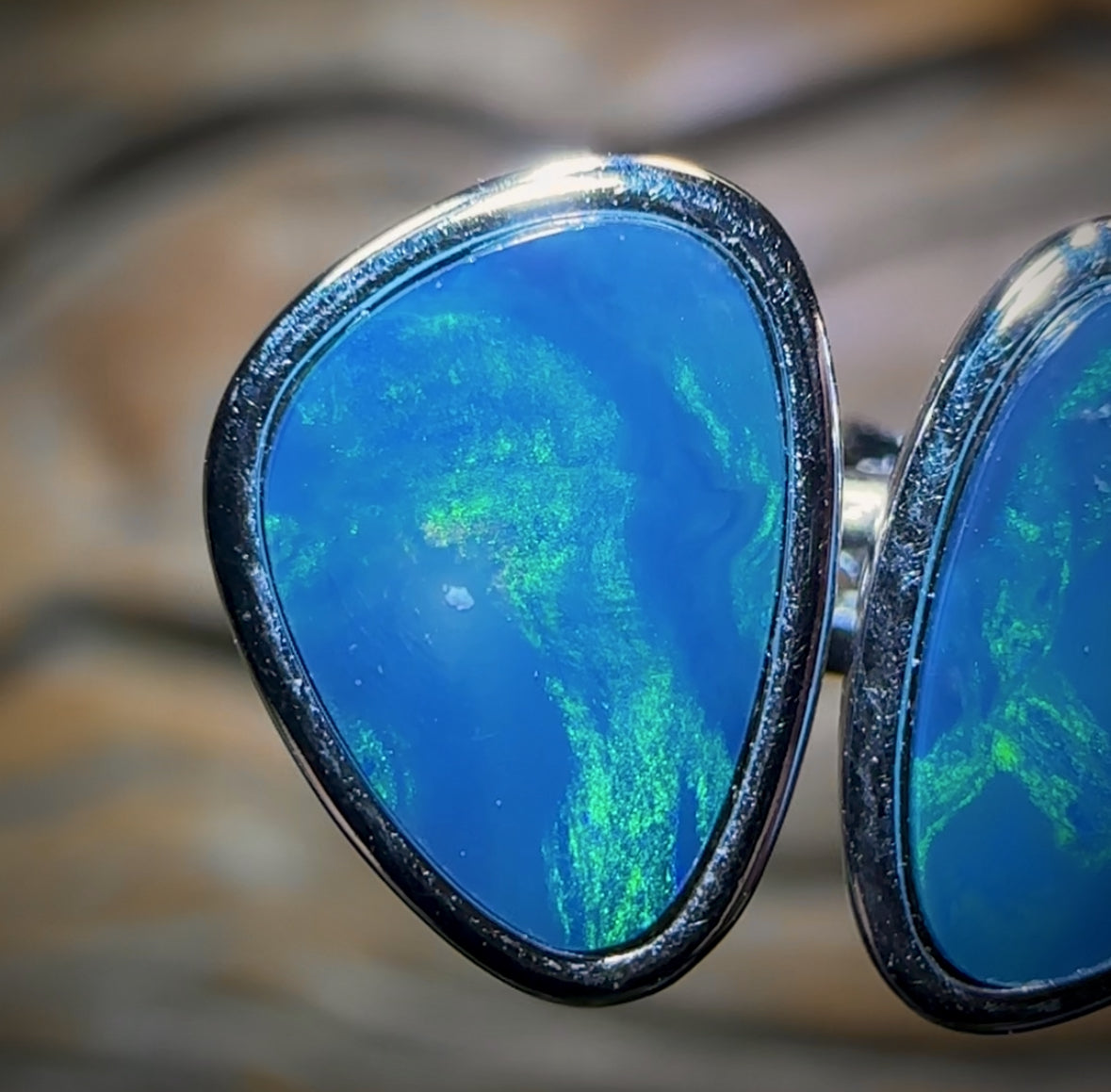 Sterling Silver - “Water Dreaming” Australian Boulder Opal Doublet Stud Earrings Half Price Special