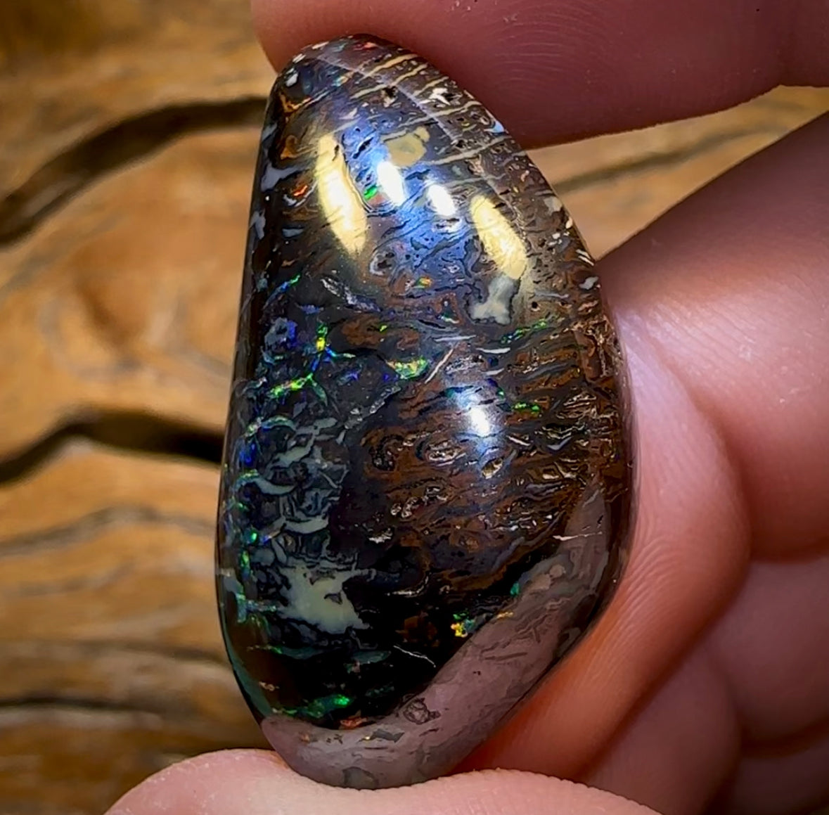62.8cts - Queensland Black Tribal Koroit Nut. Dark Ironstone Opal - Opal Whisperers