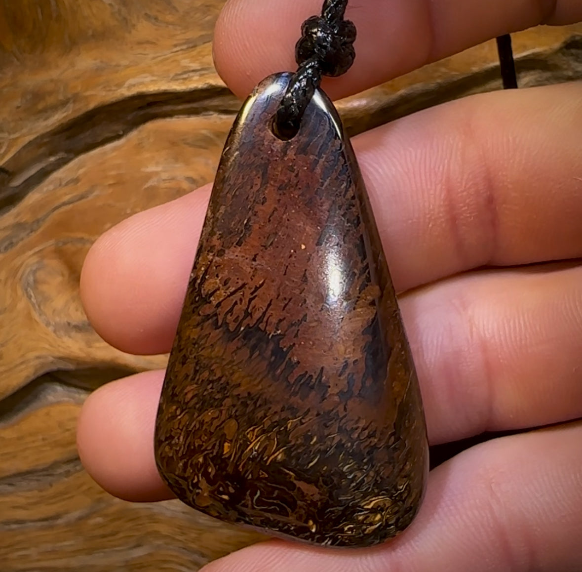 🔨 AUCTION 🔨 No Reserve 53 x 31mm - Drilled Boulder Opal Pendant w/ Eco Friendly Vegan Cord