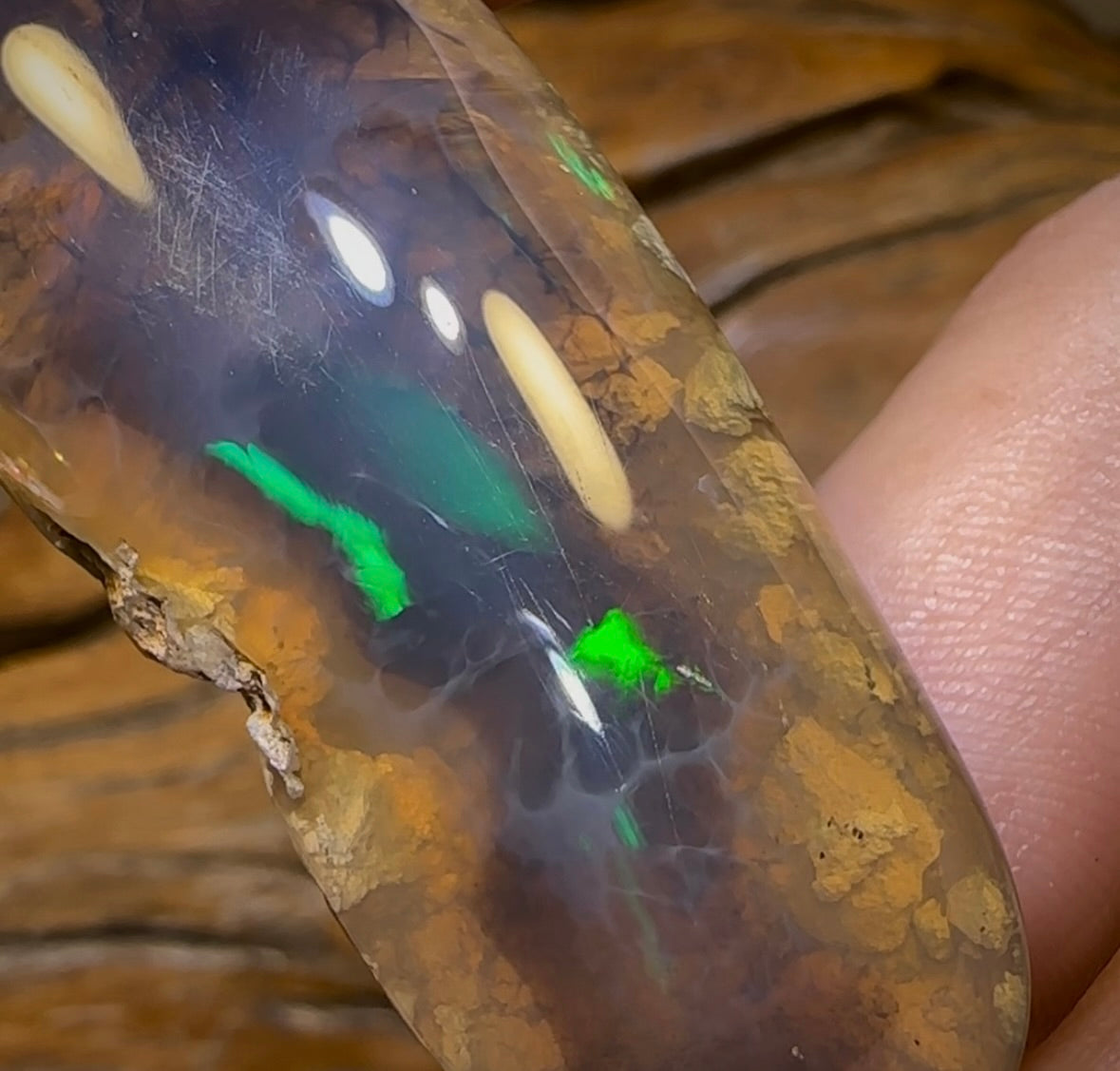 80.2cts - “There’s Something Special Going On” Lightning Ridge Black Crystal Opal Fossil Specimen. - Opal Whisperers