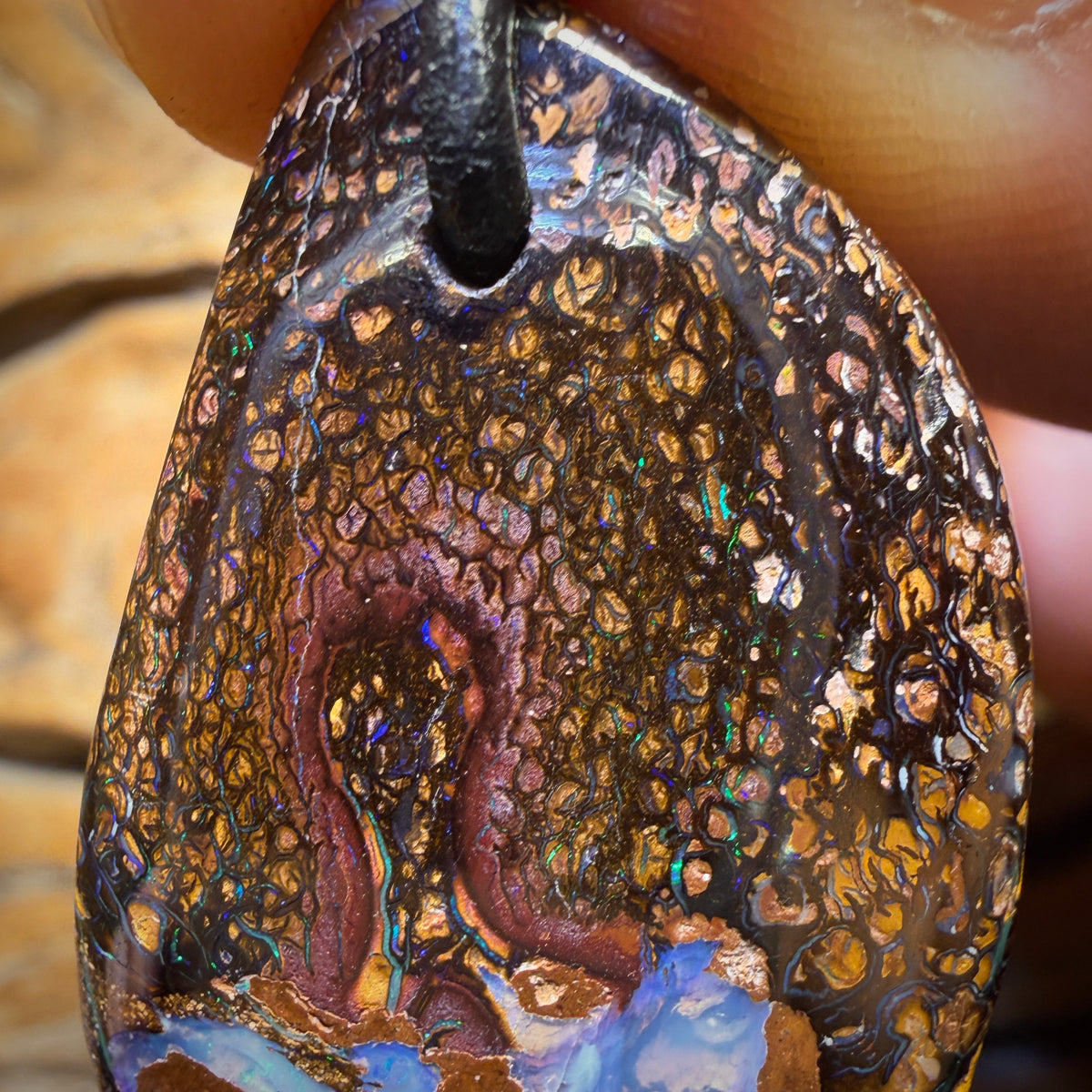 43 x 25mm - Drilled Tribal Queensland Boulder Opal Necklace