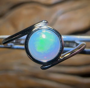 Sterling Silver - South Australian Solid White Opal Ring