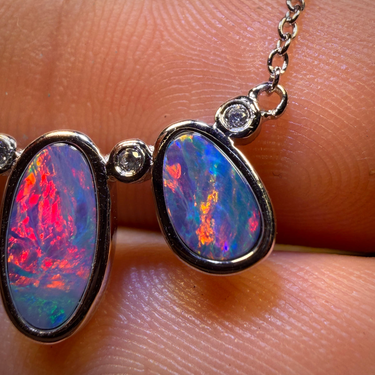 Sterling Silver - “3x the Fire” Queensland Boulder Opal Doublet Pendant w/ Necklace. ONE OFF IN RED FIRE