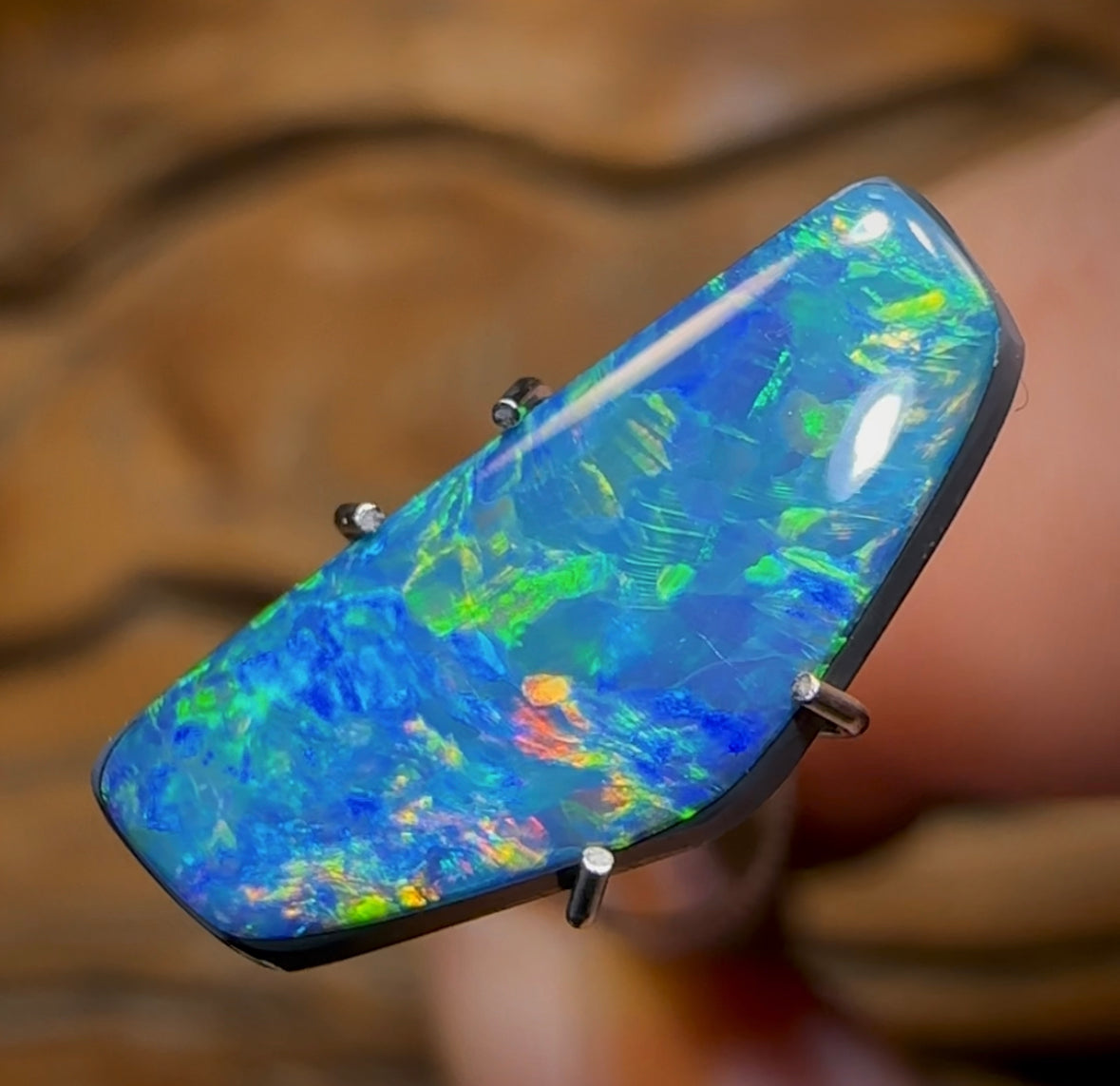 2.1cts - Lightning Ridge “Old School” Black Opal Doublet - Opal Whisperers